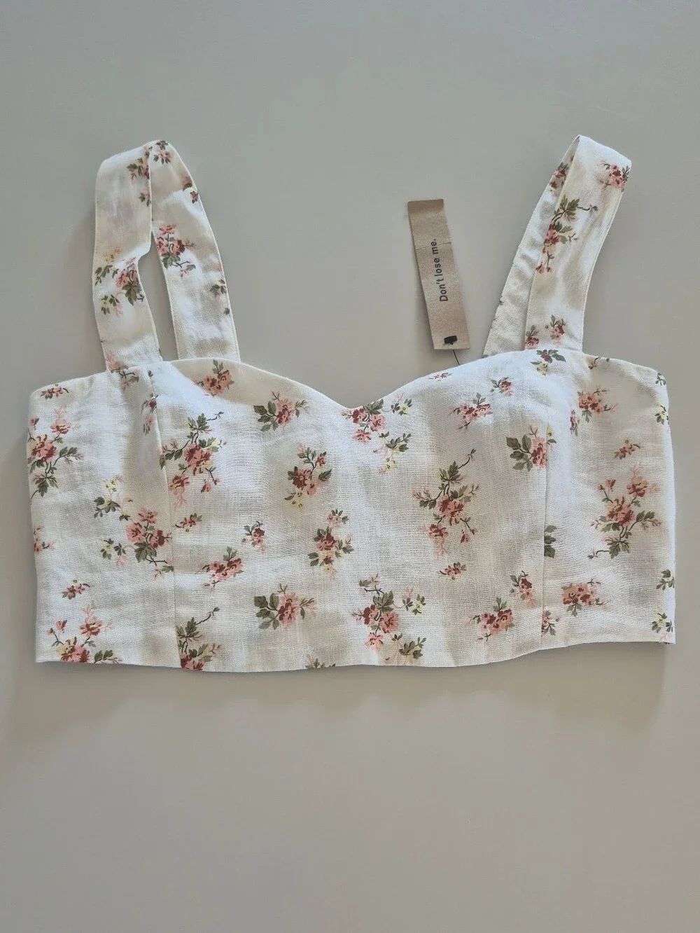 NWT Reformation Cream Set Floral Crop Top & Cropped Wide-Leg Pants, Size 8